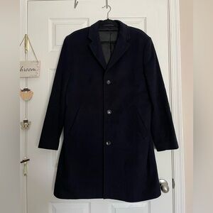 J. Crew Ludlow Men's Dark Navy Trench Coat 95% Wool and 5% Cashmere 40 Regular